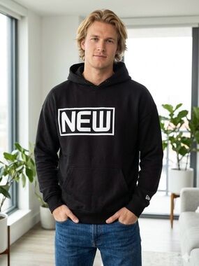 New Era Black Hoodie Sweatshirt with White NEW Logo